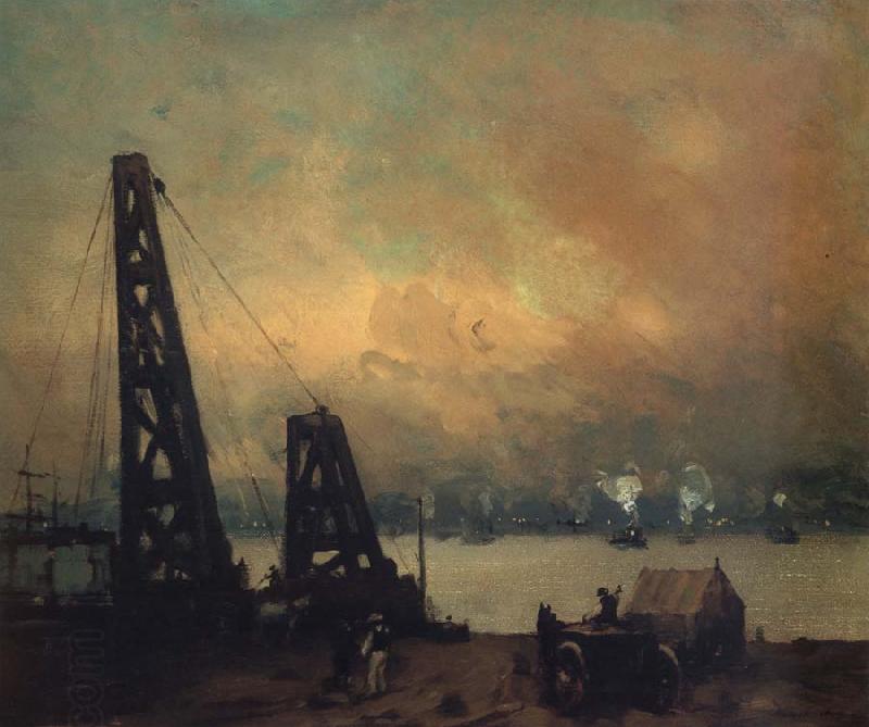 Robert Henri Derricks on the North River oil painting picture